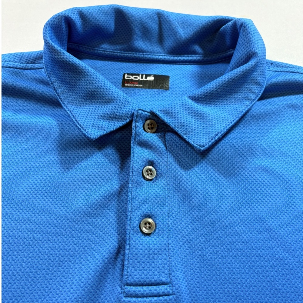 Bolle Polo Shirt Mens XL Blue Performance Short Sleeve Textured Golf Athletic